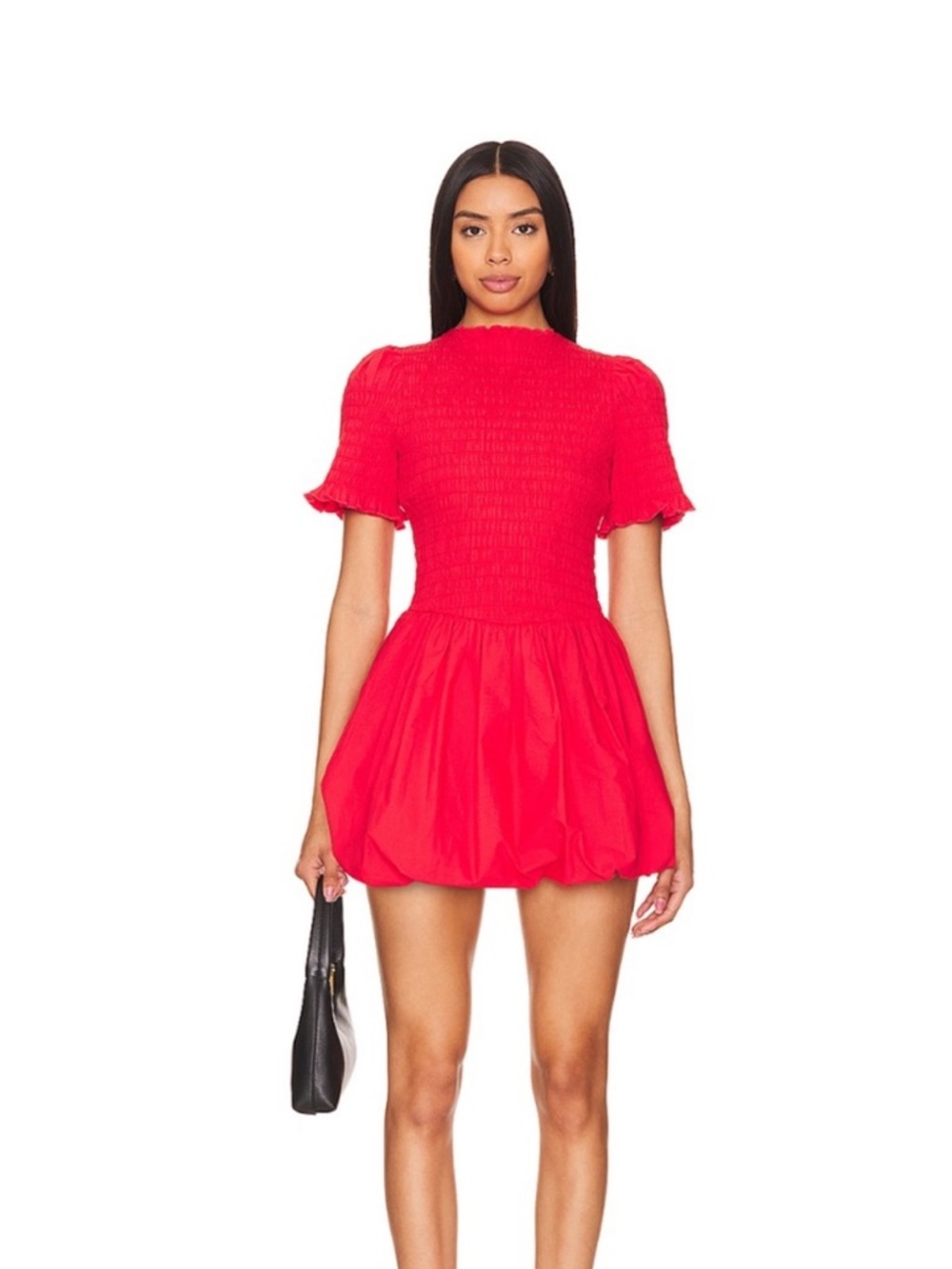 APRES STUDIO x REVOLVE Smocked Puff Sleeve Casual Mini Dress in Red